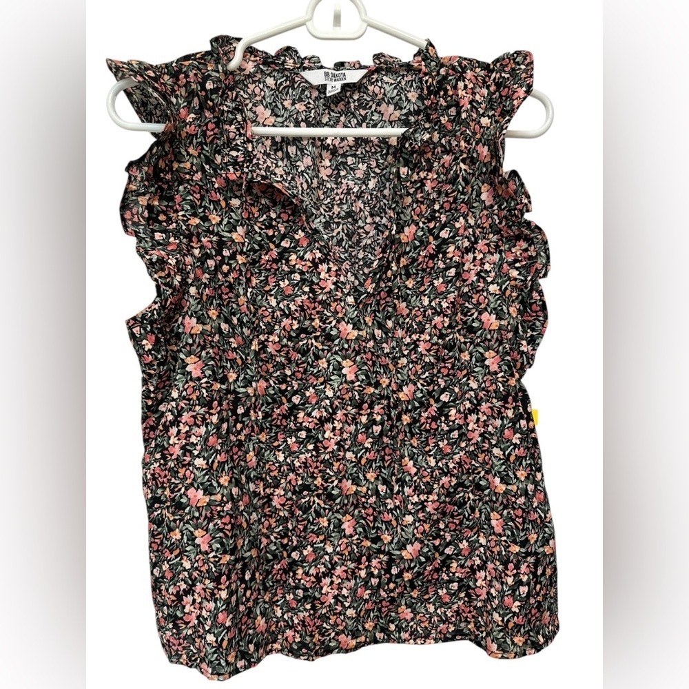BB Dakota By Steve Madden Sleeveless Printed Top Black Ditsy Floral NWT